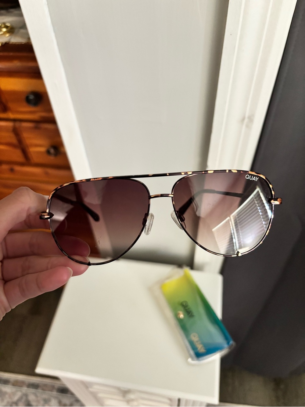 Quay Australia Tortoise Aviator Sunglasses with Brown Gradient Lenses - Picture 2 of 5